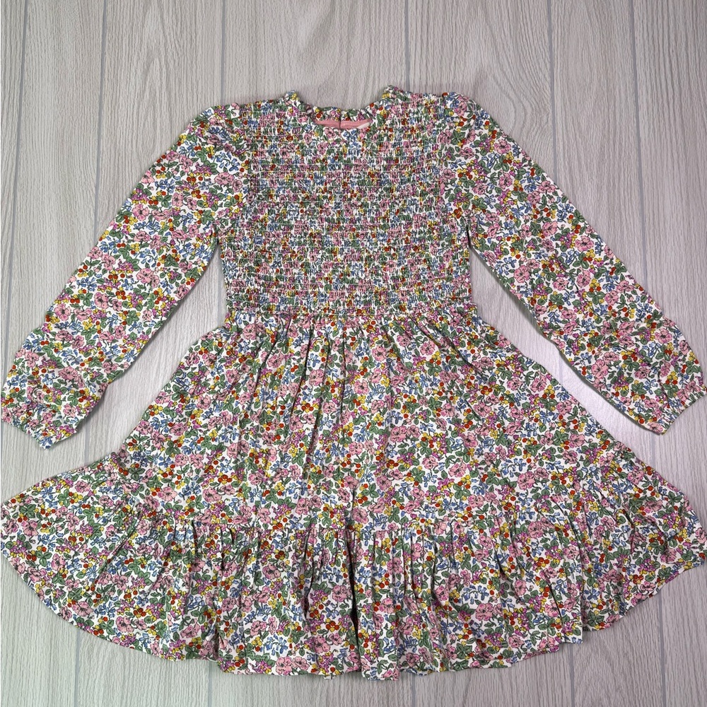 Boden Pink Soft Ivory Berry Floral Long-Sleeve Dress